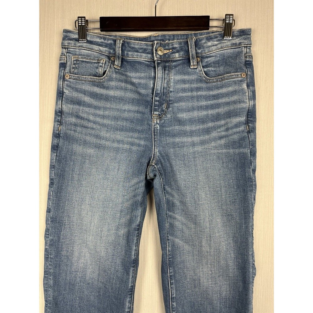 American Eagle Kick Boot Crop Jeans 6 SHORT Stretch Denim Raw Hem - Picture 3 of 13
